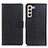 Leather Case Stands Flip Cover Holder A03D for Samsung Galaxy S22 Plus 5G Black