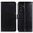 Leather Case Stands Flip Cover Holder A03D for Samsung Galaxy S22 Ultra 5G Black