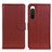 Leather Case Stands Flip Cover Holder A03D for Sony Xperia 10 V Brown