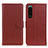 Leather Case Stands Flip Cover Holder A03D for Sony Xperia 5 III Brown