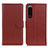 Leather Case Stands Flip Cover Holder A03D for Sony Xperia 5 III SO-53B Brown