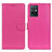 Leather Case Stands Flip Cover Holder A03D for Vivo Y30 5G Hot Pink