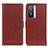 Leather Case Stands Flip Cover Holder A03D for Vivo Y74s 5G Brown