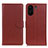 Leather Case Stands Flip Cover Holder A03D for Xiaomi Poco C65 Brown