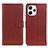 Leather Case Stands Flip Cover Holder A03D for Xiaomi Redmi 12 4G Brown