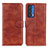 Leather Case Stands Flip Cover Holder A04D for Motorola Moto Edge (2021) 5G Brown