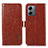 Leather Case Stands Flip Cover Holder A04D for Motorola Moto G14 Brown