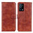 Leather Case Stands Flip Cover Holder A04D for Oppo K9 5G Brown