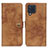 Leather Case Stands Flip Cover Holder A04D for Samsung Galaxy M32 4G Brown