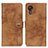 Leather Case Stands Flip Cover Holder A04D for Samsung Galaxy XCover 5 SM-G525F Brown