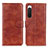 Leather Case Stands Flip Cover Holder A04D for Sony Xperia 10 IV Brown