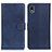 Leather Case Stands Flip Cover Holder A04D for Sony Xperia Ace III Blue