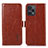 Leather Case Stands Flip Cover Holder A04D for Xiaomi Poco F5 5G Brown