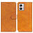 Leather Case Stands Flip Cover Holder A05D for Motorola Moto G53 5G Brown