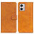 Leather Case Stands Flip Cover Holder A05D for Motorola Moto G53j 5G Brown