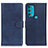 Leather Case Stands Flip Cover Holder A05D for Motorola Moto G71 5G Blue