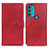 Leather Case Stands Flip Cover Holder A05D for Motorola Moto G71 5G Red