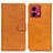 Leather Case Stands Flip Cover Holder A05D for Motorola Moto G84 5G Brown