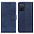 Leather Case Stands Flip Cover Holder A05D for Oppo A55 5G Blue