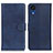 Leather Case Stands Flip Cover Holder A05D for Samsung Galaxy A03 Core Blue