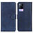 Leather Case Stands Flip Cover Holder A05D for Vivo V21e 4G Blue