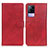 Leather Case Stands Flip Cover Holder A05D for Vivo V21e 4G Red