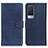 Leather Case Stands Flip Cover Holder A05D for Vivo V21e 5G Blue