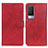 Leather Case Stands Flip Cover Holder A05D for Vivo V21e 5G Red