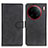 Leather Case Stands Flip Cover Holder A05D for Vivo X90 Pro 5G Black