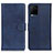 Leather Case Stands Flip Cover Holder A05D for Vivo Y21 Blue