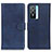 Leather Case Stands Flip Cover Holder A05D for Vivo Y74s 5G Blue