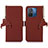 Leather Case Stands Flip Cover Holder A05D for Xiaomi Redmi 12C 4G Brown