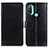 Leather Case Stands Flip Cover Holder A06D for Motorola Moto E40 Black