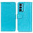 Leather Case Stands Flip Cover Holder A06D for Motorola Moto Edge 20 5G Sky Blue