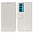 Leather Case Stands Flip Cover Holder A06D for Motorola Moto Edge Lite 5G White