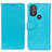 Leather Case Stands Flip Cover Holder A06D for Motorola Moto G Play (2023) Sky Blue