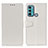 Leather Case Stands Flip Cover Holder A06D for Motorola Moto G40 Fusion White