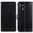 Leather Case Stands Flip Cover Holder A06D for Oppo F19 Black