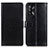 Leather Case Stands Flip Cover Holder A06D for Oppo Reno6 Lite Black