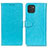 Leather Case Stands Flip Cover Holder A06D for Samsung Galaxy A03 Sky Blue