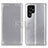 Leather Case Stands Flip Cover Holder A06D for Samsung Galaxy S21 Ultra 5G Silver