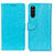 Leather Case Stands Flip Cover Holder A06D for Sony Xperia 10 III Sky Blue