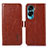 Leather Case Stands Flip Cover Holder A07D for Huawei Honor 90 Lite 5G Brown