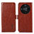 Leather Case Stands Flip Cover Holder A07D for Huawei Honor Magic6 Lite 5G Brown