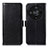 Leather Case Stands Flip Cover Holder A07D for Huawei Honor X9b 5G Black