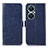 Leather Case Stands Flip Cover Holder A07D for Huawei Nova 11i Blue