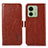 Leather Case Stands Flip Cover Holder A07D for Motorola Moto Edge (2023) 5G Brown