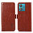 Leather Case Stands Flip Cover Holder A07D for Motorola Moto Edge 40 Neo 5G Brown