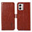Leather Case Stands Flip Cover Holder A07D for Motorola Moto G53j 5G Brown