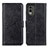 Leather Case Stands Flip Cover Holder A07D for Nokia C210 Black